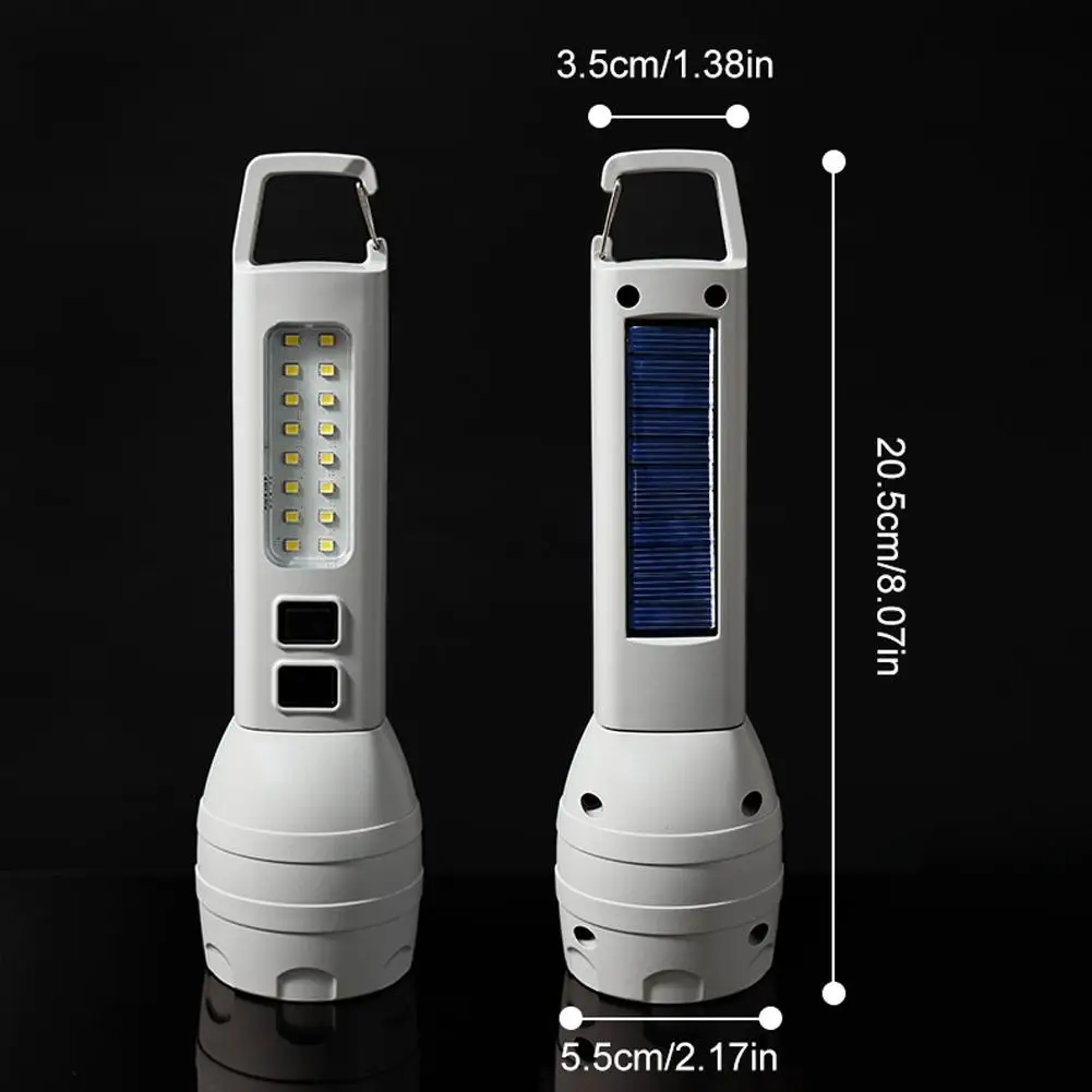 Solar Flashlight TpyeC Rechargeable Portable Small Flashlight 1200mAh Usb Rechargeable Outdoor Multifunctional Emergency Light