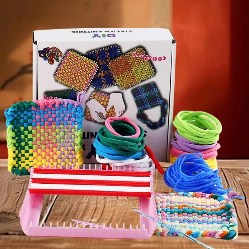 Kit de bucle para tejer, juguetes interactivos, suministros para manualidades con 8 colores del arco iris para niños de 3 años, principiantes y niñas