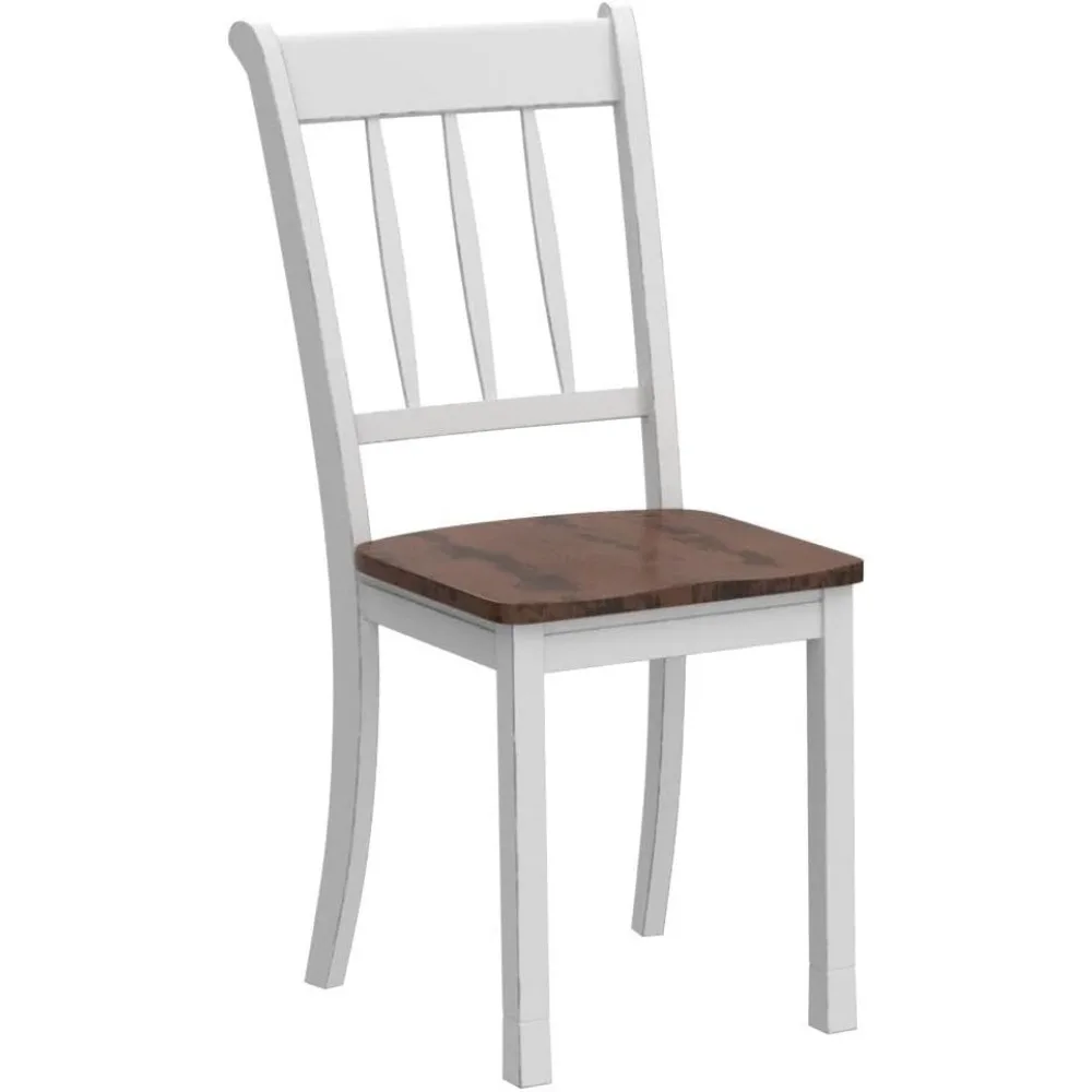 Wood Dining Chairs Set of 4, Armless Kitchen Chairs w/Solid Rubber Wood Frame, Easy to Assemble Dining Side Chair