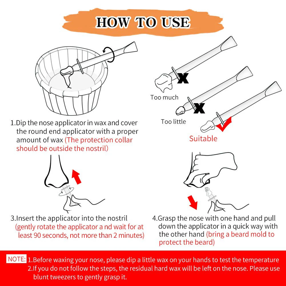 Набор воска для носа, натуральная формула, быстрое безболезненное удаление волос в носу, уход за телом, бровями, ушами, губами, носом, 1 набор
