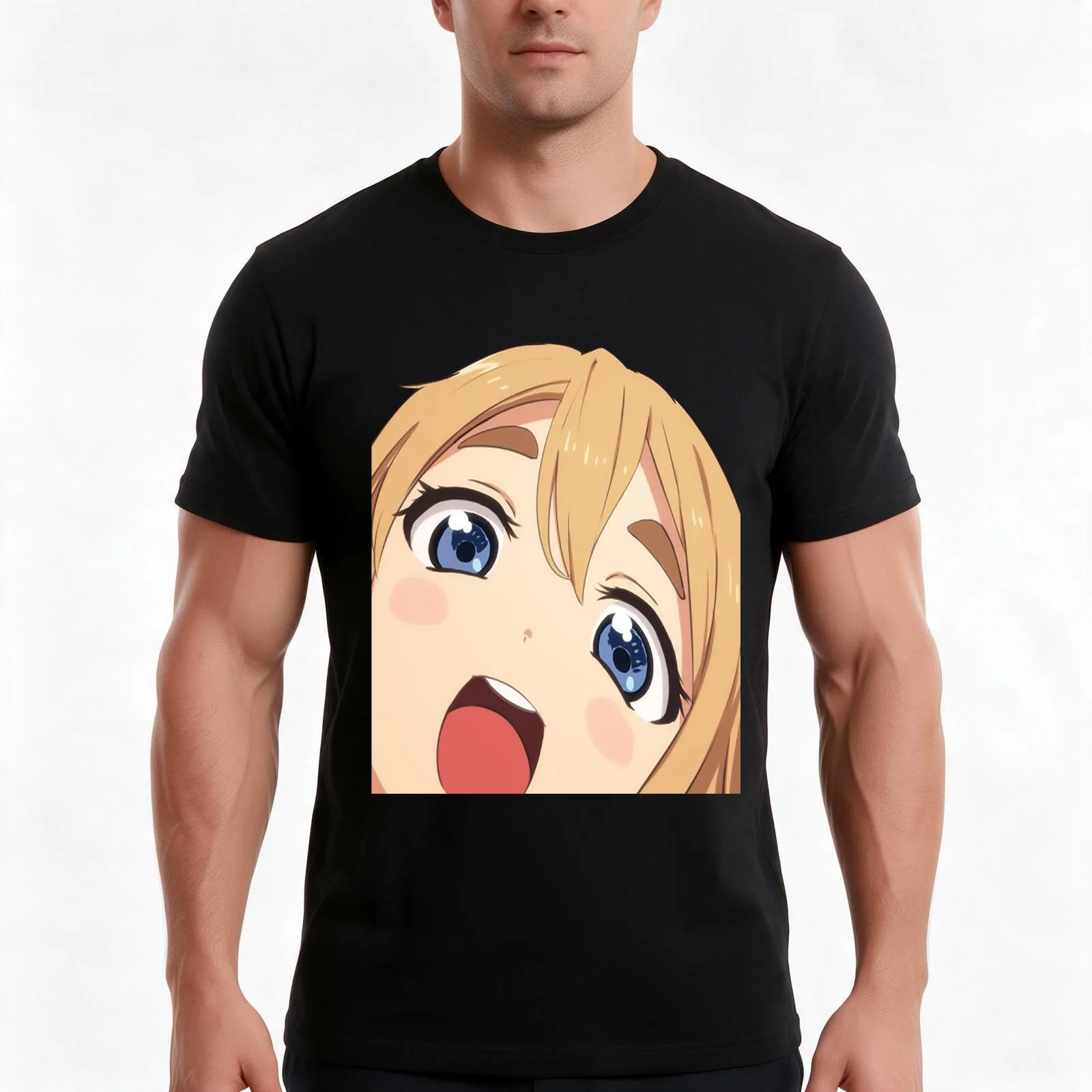 Close-up Mugi - K-On! T-Shirt Summer Casual Cotton Tee, Unisex Men Women