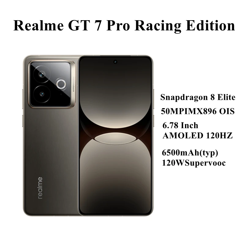 هاتف محمول أصلي Realme GT 7 Pro Racing Edition بشحن 120 وات 6.78 بوصة AMOLED 50.0MP 6500 مللي أمبير في الساعة بطارية Snapdragon 8 Elite IP69