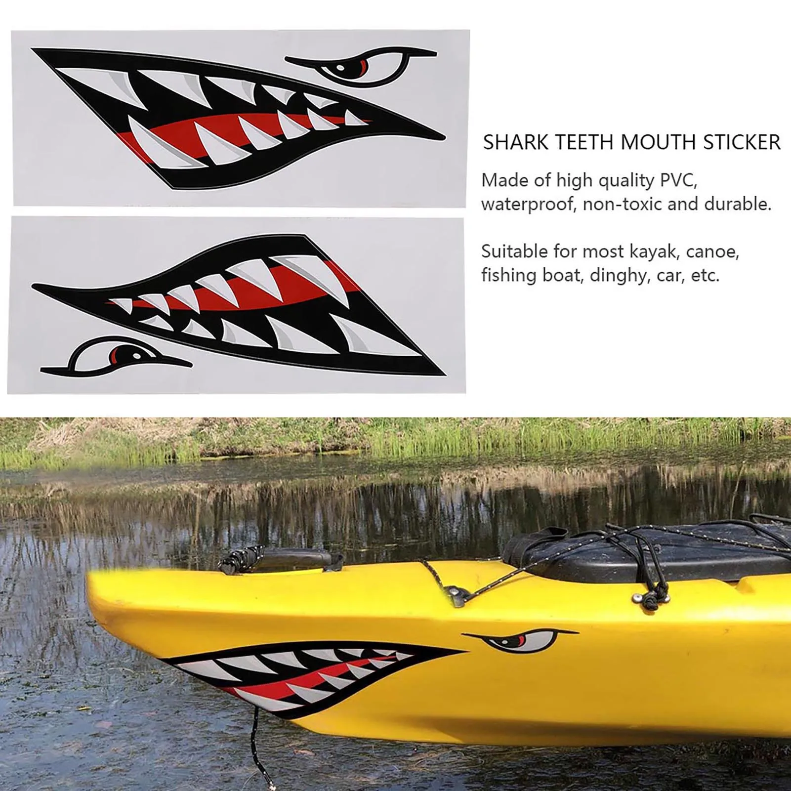 Waterproof DIY Funny Shark Teeth Mouth Sticker Decal Car Kayak Boat Truck Decoration Shark Teeth Mouth Sticker view 2