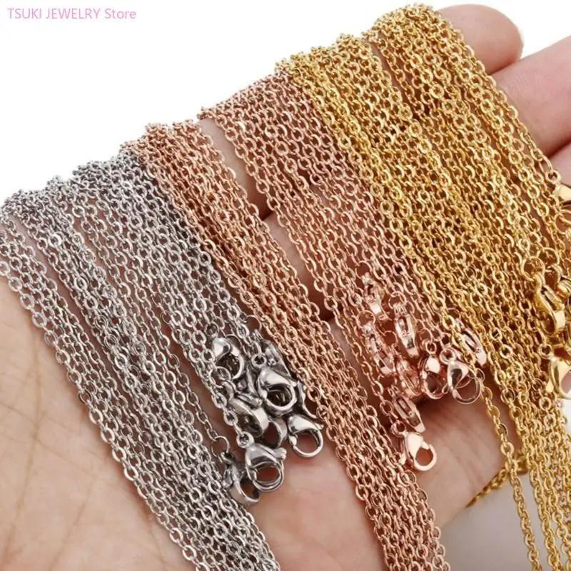 

62KE 10 Pcs Necklace Link Chain with Lobster Clasp DIY Jewellery Making Accessories