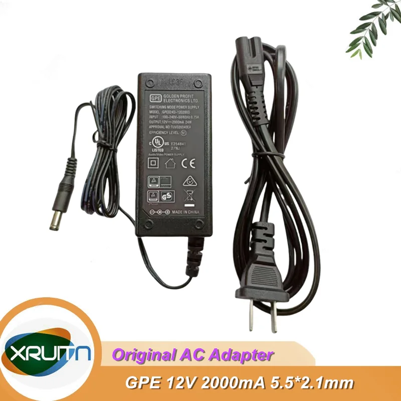 

Оригинальный GPE GPE024D-120200D 12V 2A 2000mA коммутационный адаптер переменного тока Charger 24W источник питания 5,5*2,1 мм