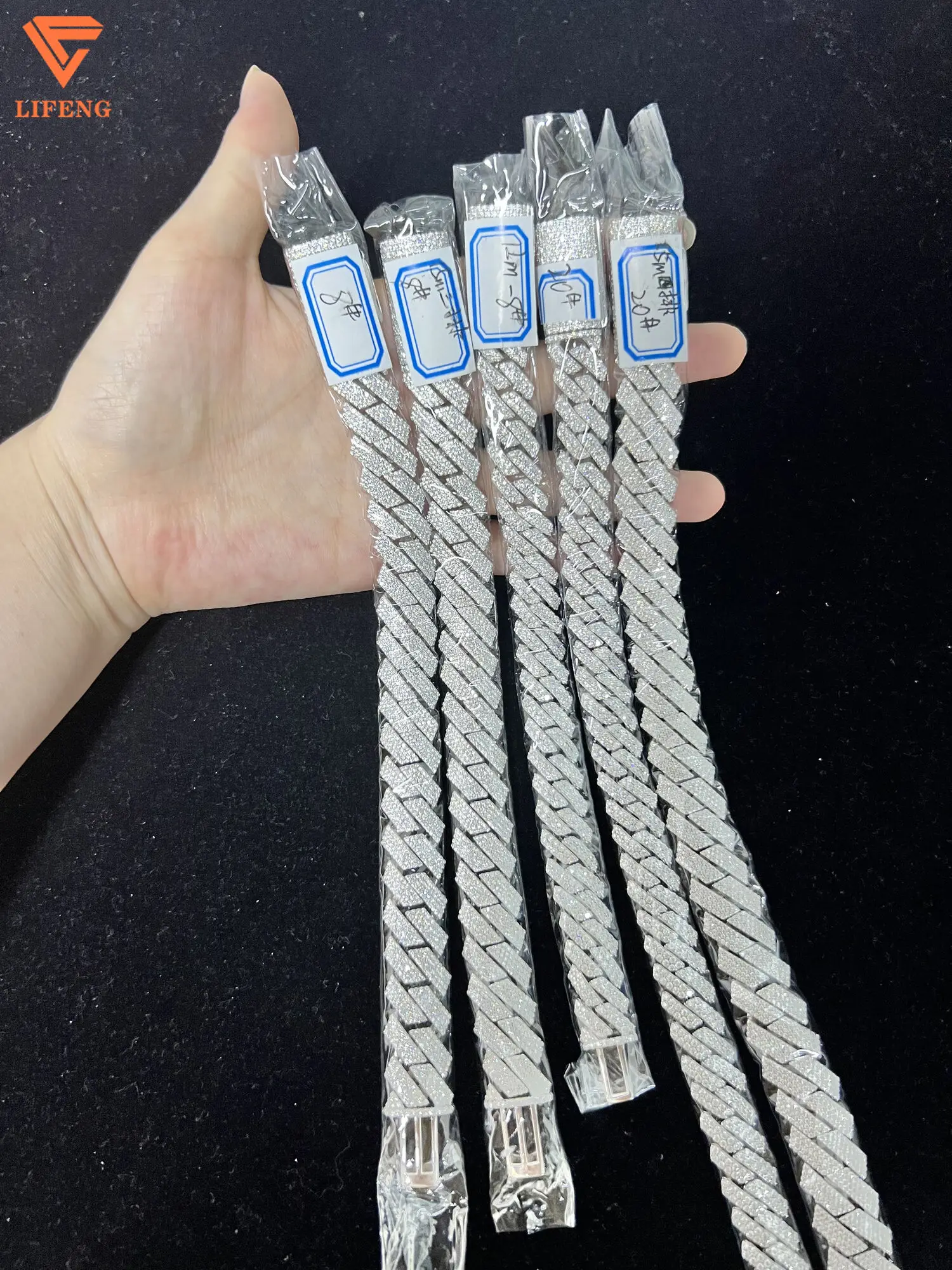 High Quality 15mm Necklaces VVS Round Moissanite bracelet two rows White Gold Plated moissanite Cuban Link Chain Hip-hop Neckla