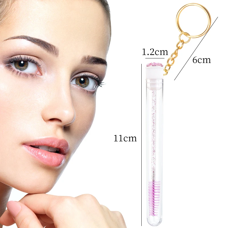 1pcs Tube Eyelash Brush Eyebrow Comb Gold Keychain Glitter Mascara Wand Eyelashes Extension Micro Brushes Lash Lift Makeup Tool