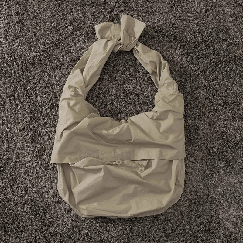 COMFY Japanese Functional Pure Cotton Large Pocket Shoulder Bag with Spliced Long Sleeved Loose Shirt CMF Trendy