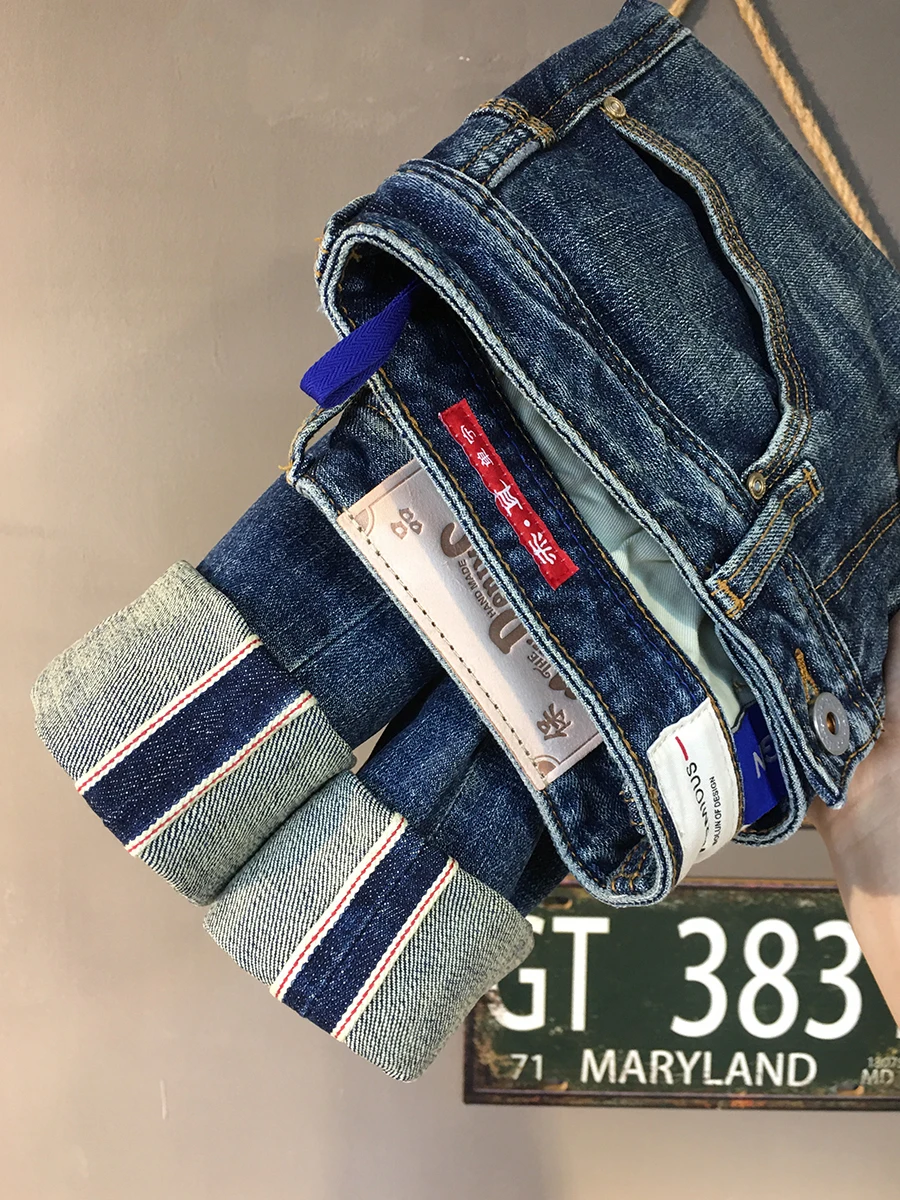 

Retro Red Ear Denim Jeans American Sle Casual Loose Straight Leg Long Pants Trendy Brand Versatile Nine Point Pants