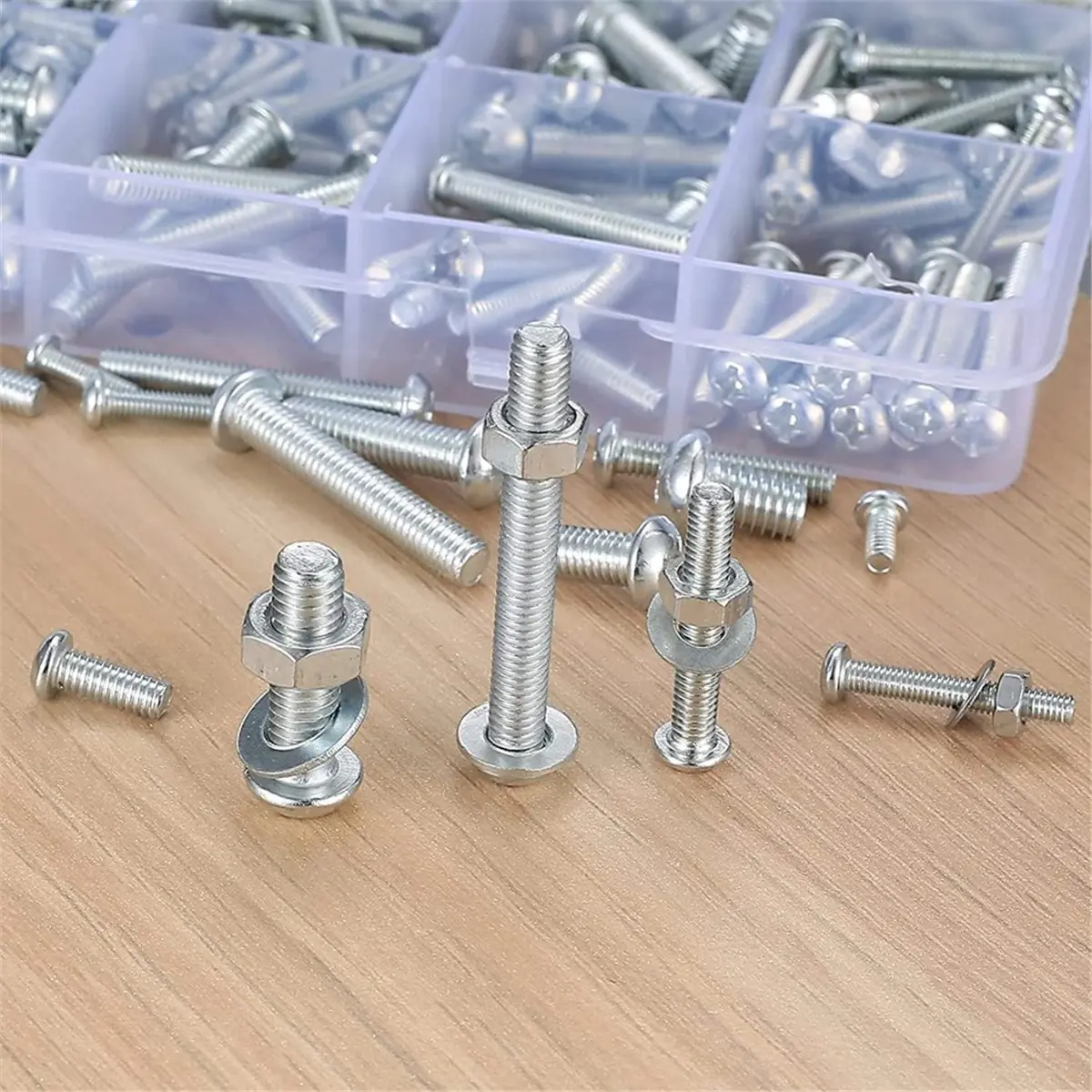 A1444P ~1080 Pcs Screws Bolts and Nuts Assortment Kit, Metric Machine Screws and Nuts and Flat Washers, Round Head Bolts Sets
