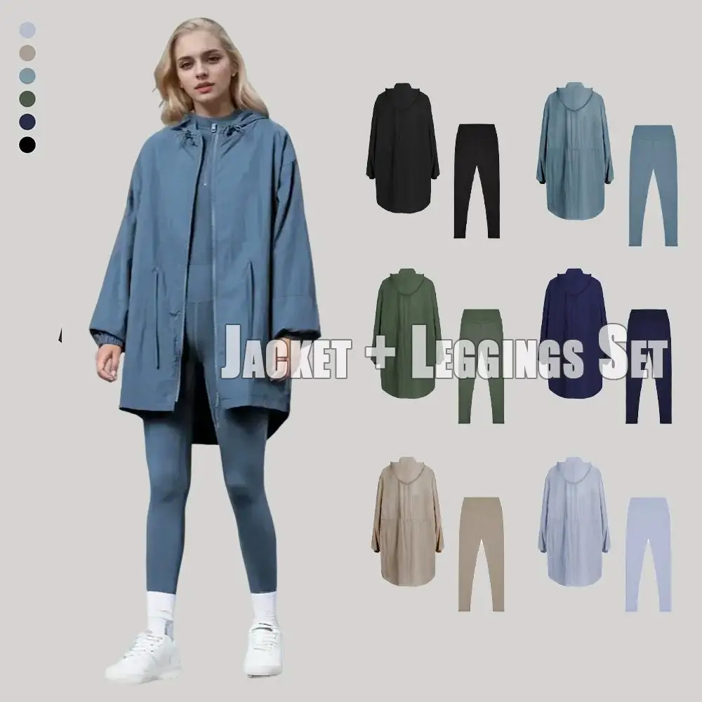 

WYI Couple Waterproof Unisex Windproof Casual Coat Set Men Women Couples Drawstring Jackets Casual Outerwear Fashion Streetwear