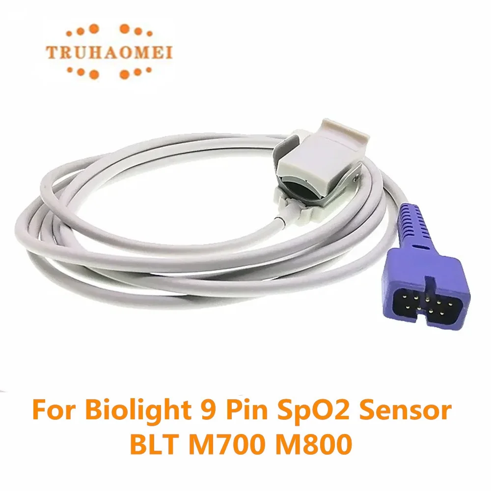 For Biolight M700 M800 SPO2 Sensor 9 Pin 2.5 Meters Long Wire For Adult Child Pediatric Neonates Ear Vet Animal Clip Use