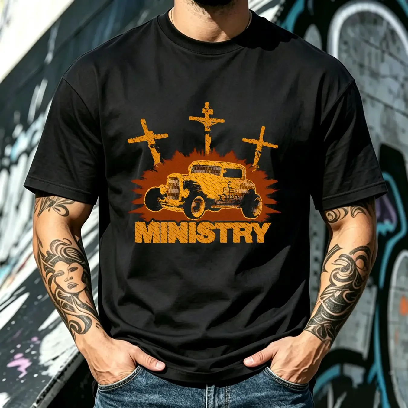 washed T Shirt Classic Ministry Poster Country Music Men All Size B35 vintage Washed Soft fashion Unisex Versatile Slightly