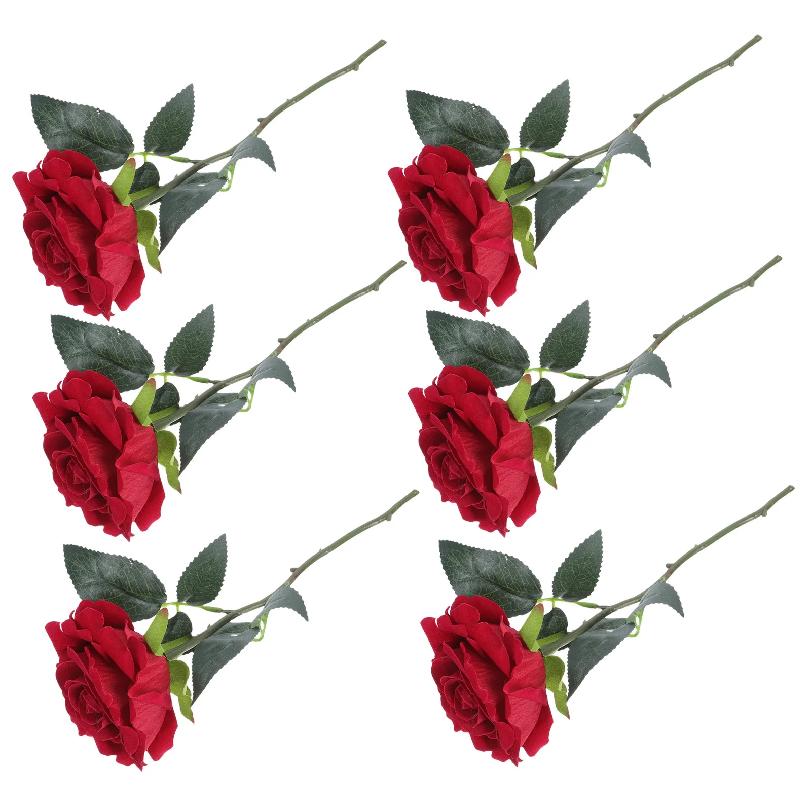 

6 Pcs Fake Roses Artificial Red Romantic Decor Flower Arrangement Prop Decoration Simulation Ornament Decorative