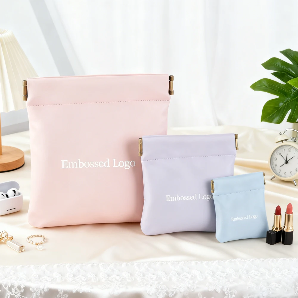 

Custom Logo PU Cosmetic Bag Glasses Storage Gift Bags With Shrapnel Travel Organizer for Lipstick Coin Purse Card Jewelry Boxes