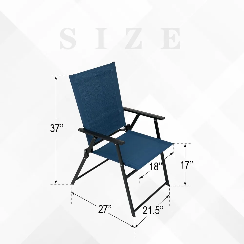 4Pcs Folding Chairs Outdoor Patio Dining Portable Camping Lawn 4 Pack All-Weather Steel Frame Textilene Mesh