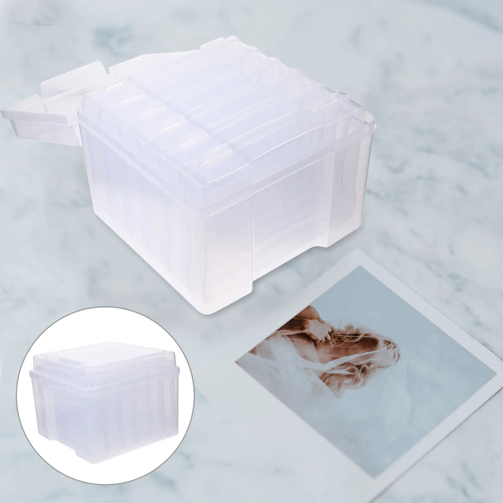 

1Set Photo Box Storage Durable Plastic Organizer Case for Cards Jewelry Small Parts Tool Storage Photo Case Cards Organizer