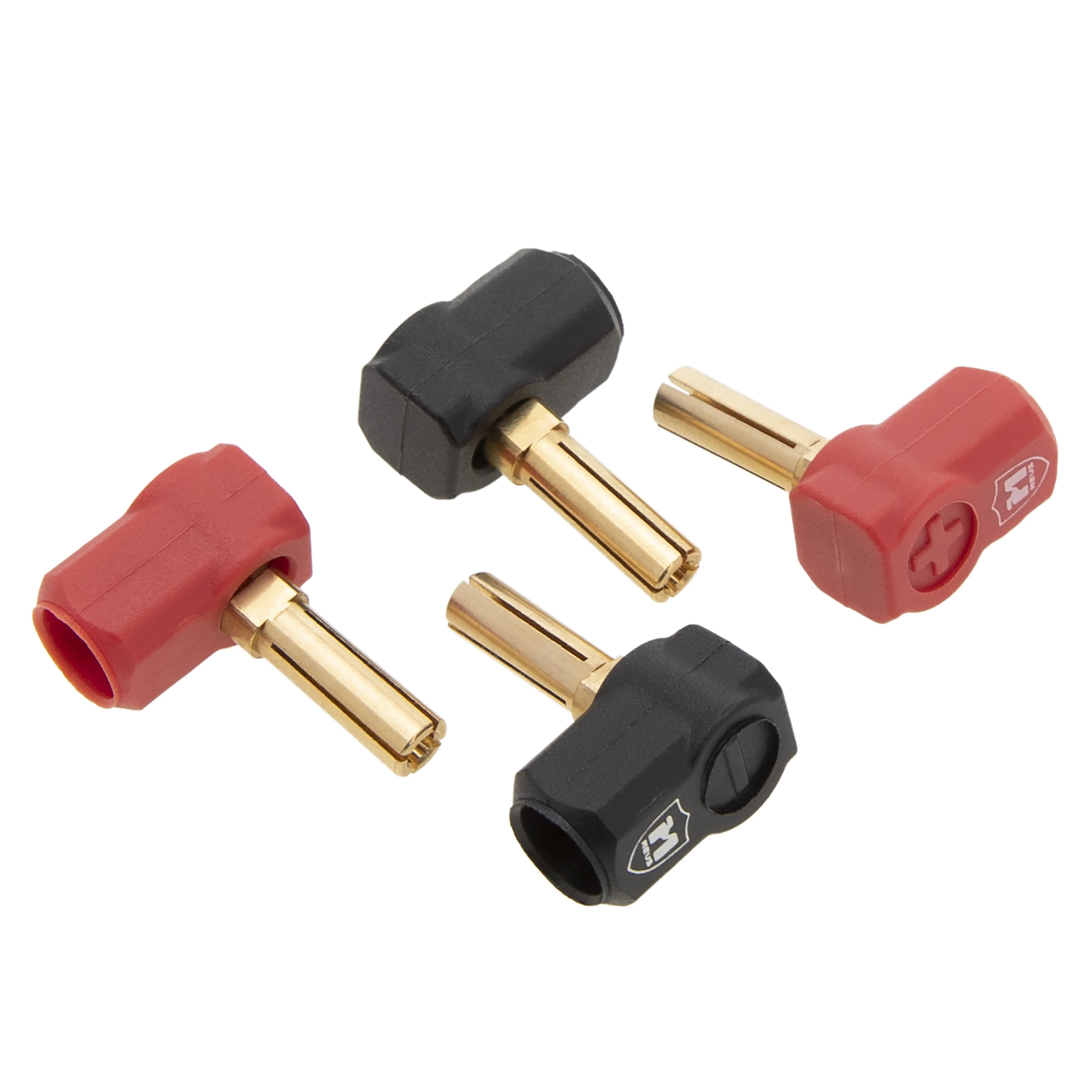 MEUS RACING 4Pcs Rubber Heatsink Bullet Plug Connectors & Grips, 2 Black + 2 Red (4mm)