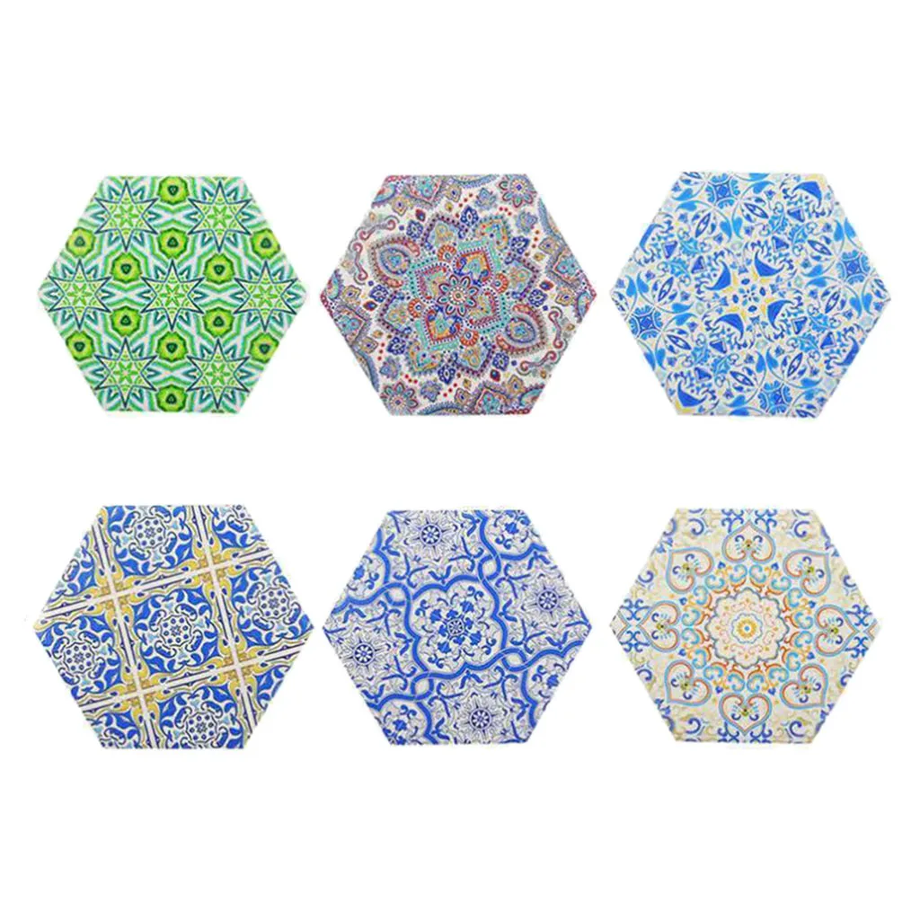 Drink Coasters Set of 6 Mandala Ceramic Coasters with Cork Base , Cups, Mugs Home Decoration