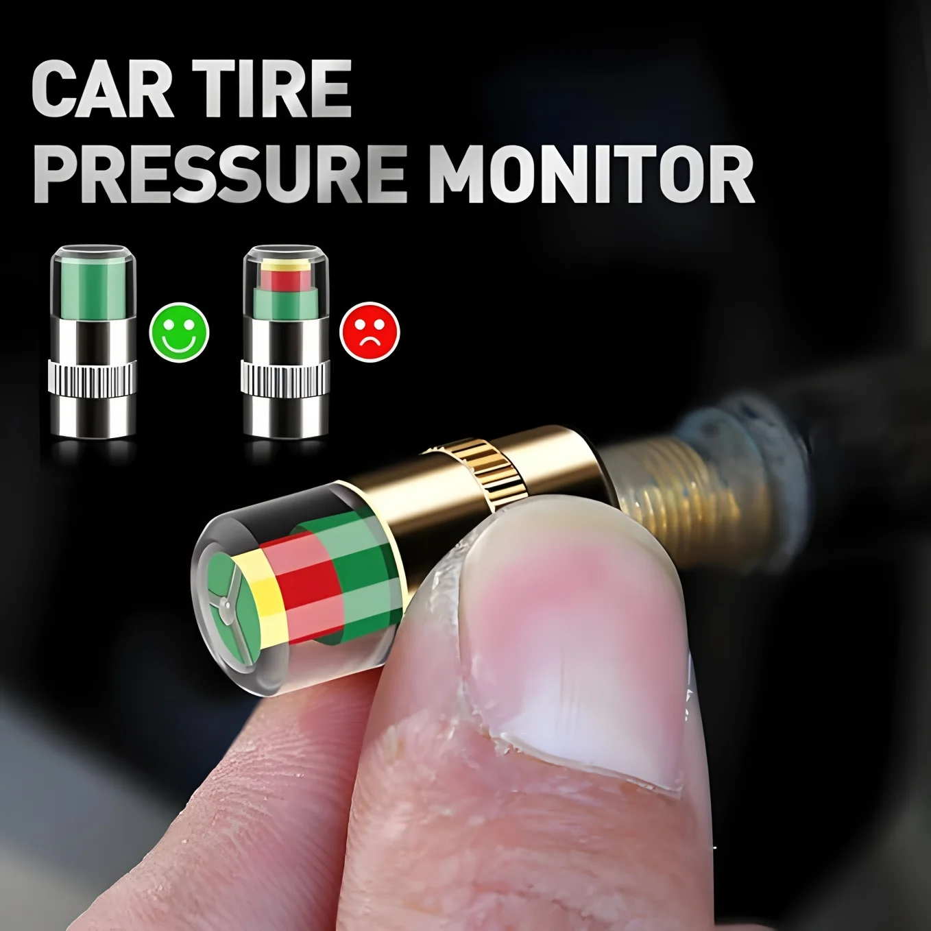 Car Tire Pressure Monitor Valve Car Tire Copper Core Caps Motorcycles Trucks Bicycle Car Tire Valve Stem Caps With 3-Color Alert