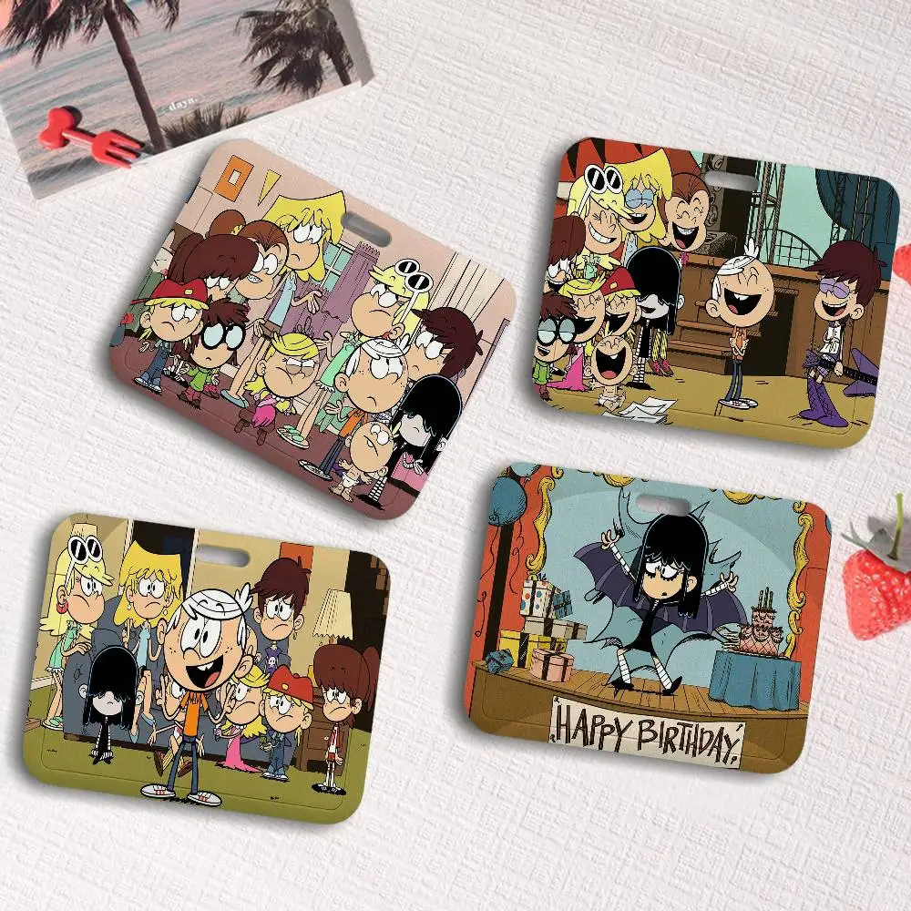 Cartoon Loud House ID Card Sleeve Durable Work Card Holder With Neck Strap Business ID Cover For Employees