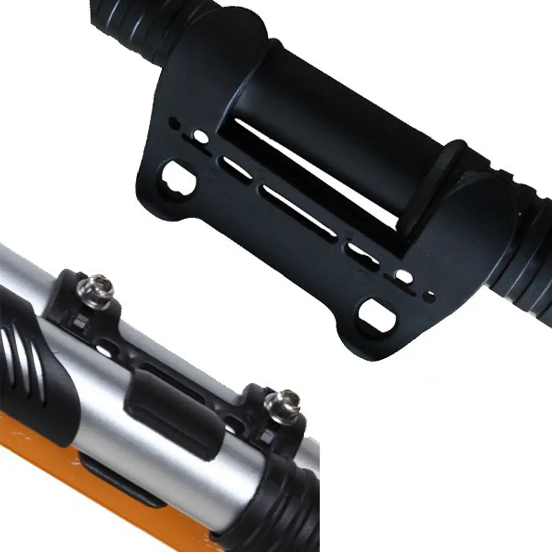 Cycling Bike Bicycle Pump Holder w/ Screws, Portable Pump Retaining Clips Folder Bracket Holder Fitted Fixed Clip Inflator Rack