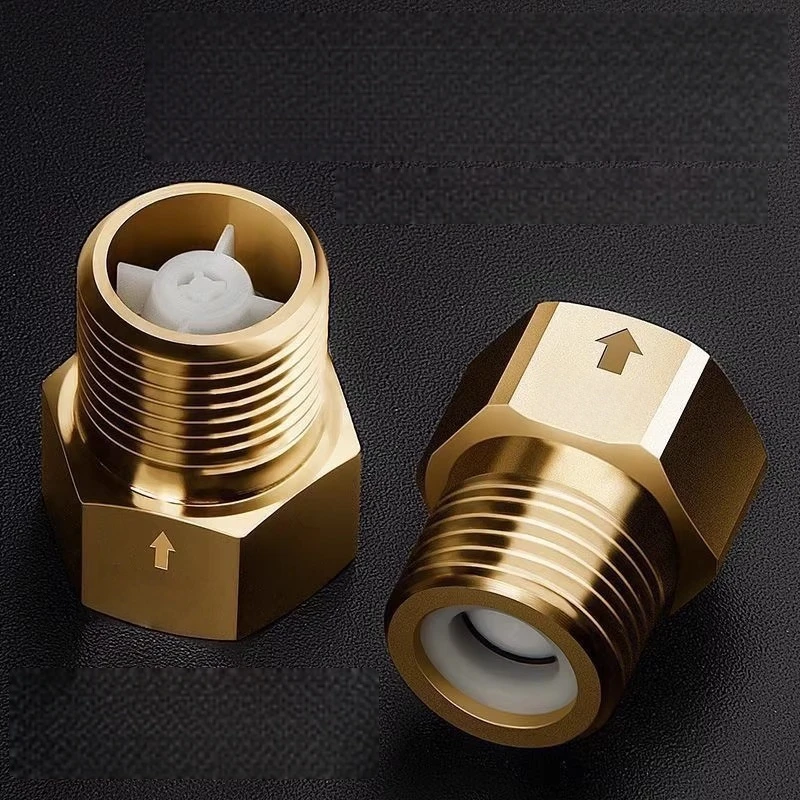 Brass-Colored Check Valve G1/2 Internal Thread to G1/2 External Thread Anti-Backflow One-Way Toilet Plug - Suitable for Kitchen Faucets, Water Towers, Water Heaters