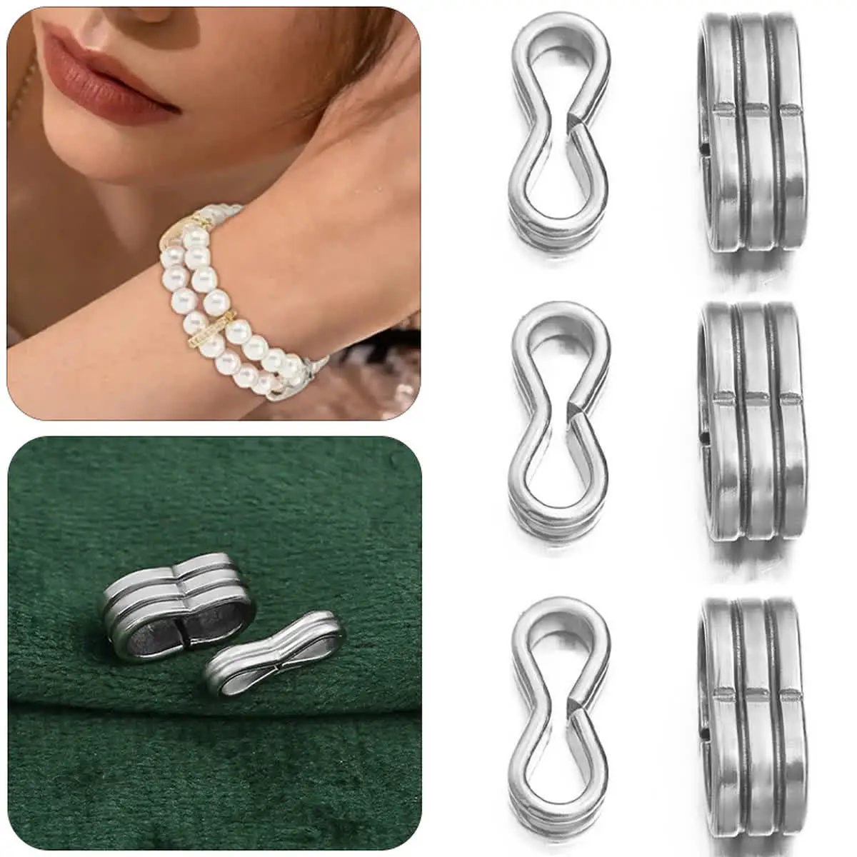 

10-20pcs Stainless Steel 8 Shape Clasps Connectors for Jewelry Making DIY Necklace Bracelet Hooks Findings Supplies Wholesale