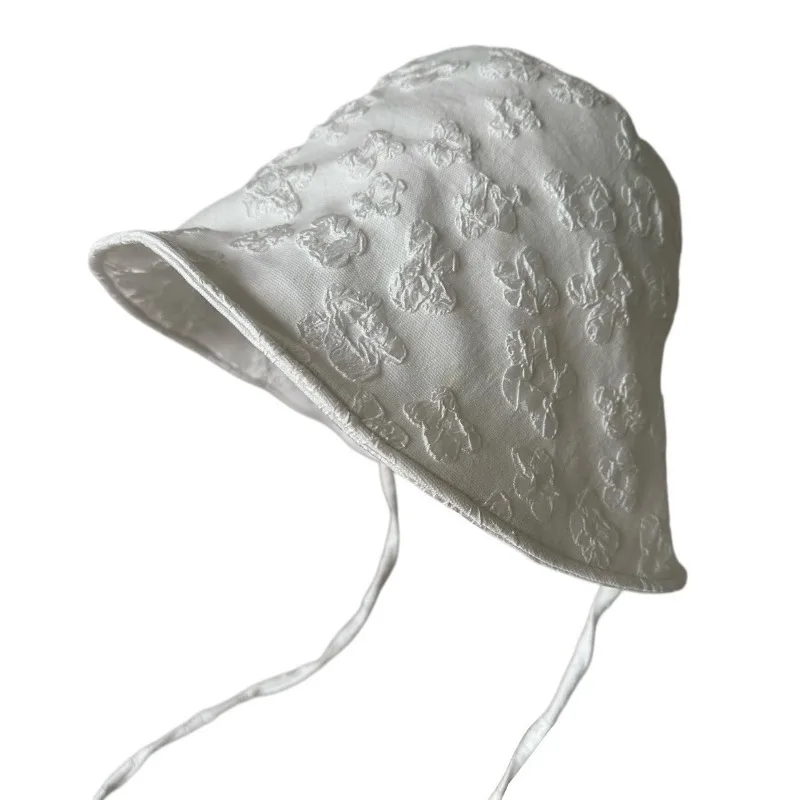 Spring Summer Breathable Wide Brim Bucket Hat Chin Strap UV Protection Large Head Face Slimming Outdoor Sun Hat