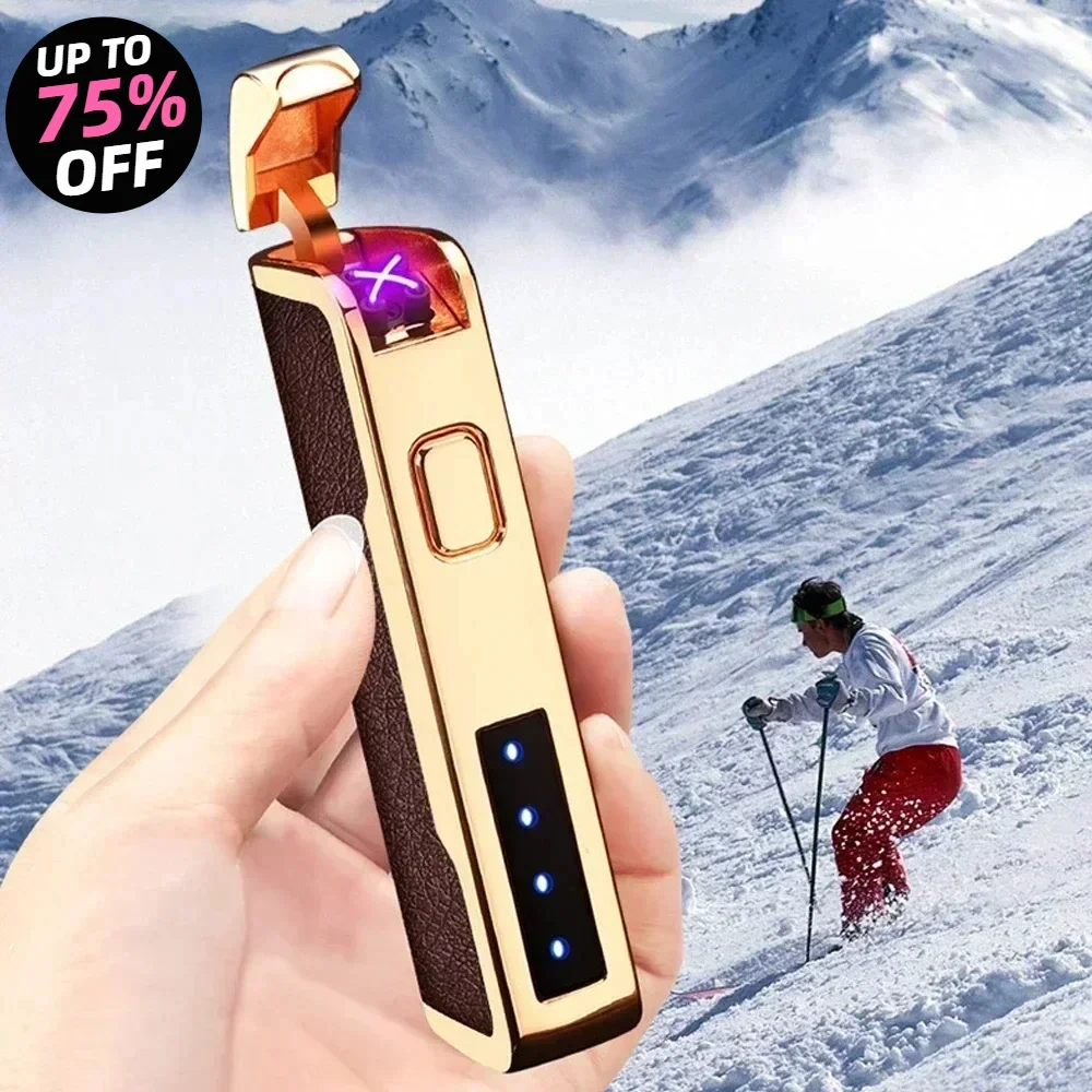 

Leather Electric Lighter USB Rechargeable Lighter Cool Electronic Gadgets Technology Smart Windproof Plasma ARC Ignitor