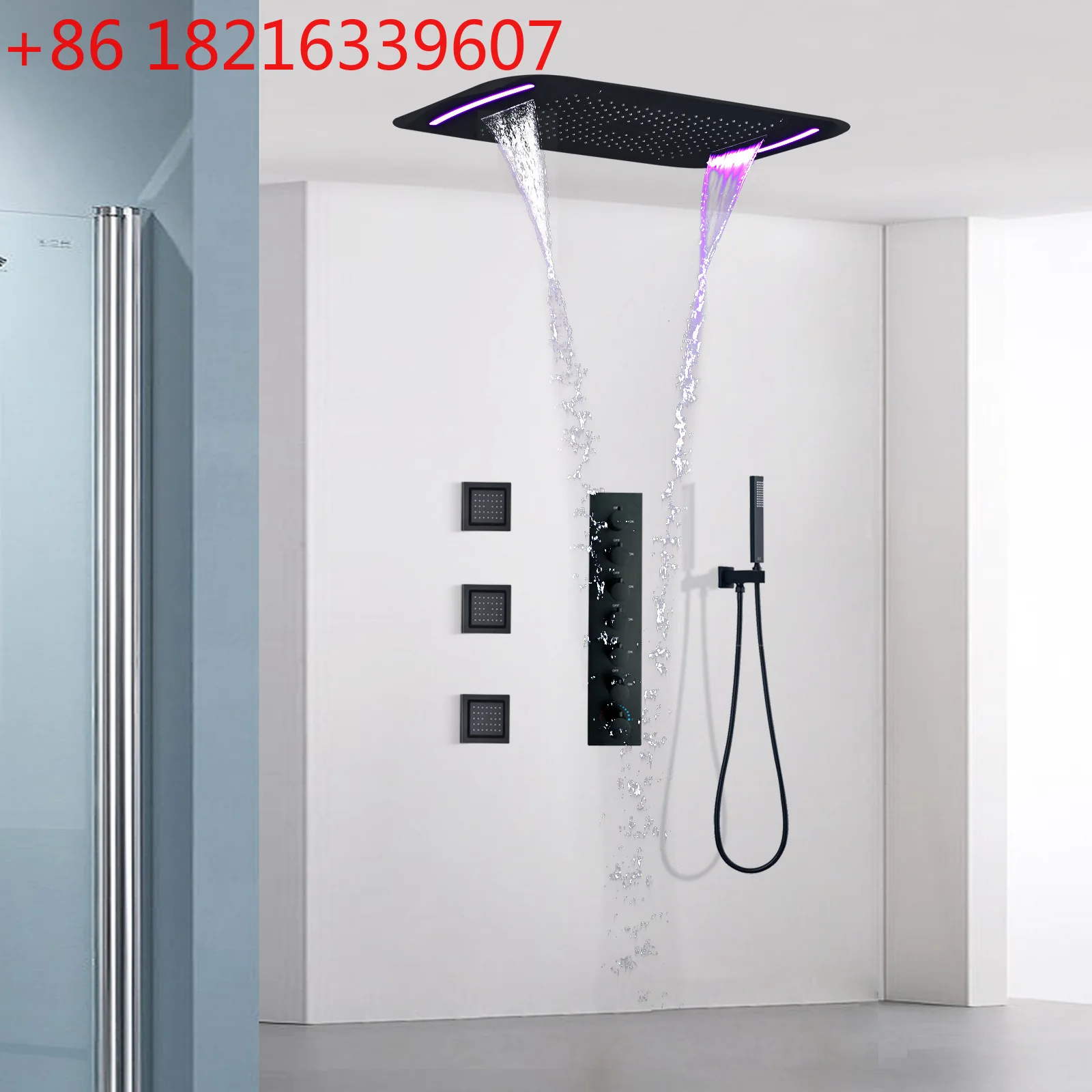 710 * 430mm304 stainless steel oversized top spray shower system bathroom concealed constant temperature