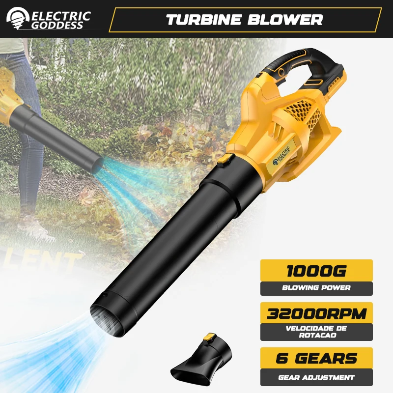 EG 6 Gears Rechargeable Cordless Electric Air Blower Leaf Snow Blower Dust Collector Garden Power Tool For Dewalt 20V Battery