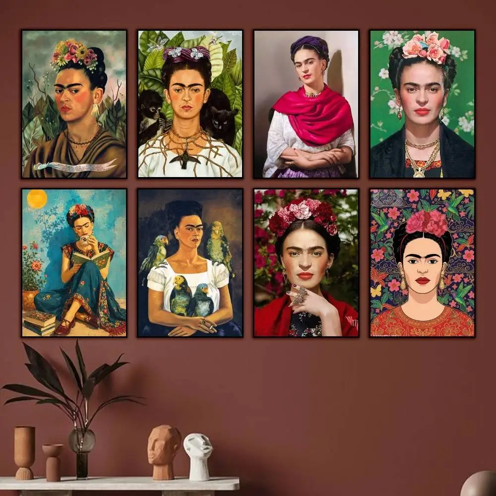 Mexican Art F-Frida Kahlo Poster Self-adhesive Waterproof Paper Sticker Coffee House Bar Room Wall Decor
