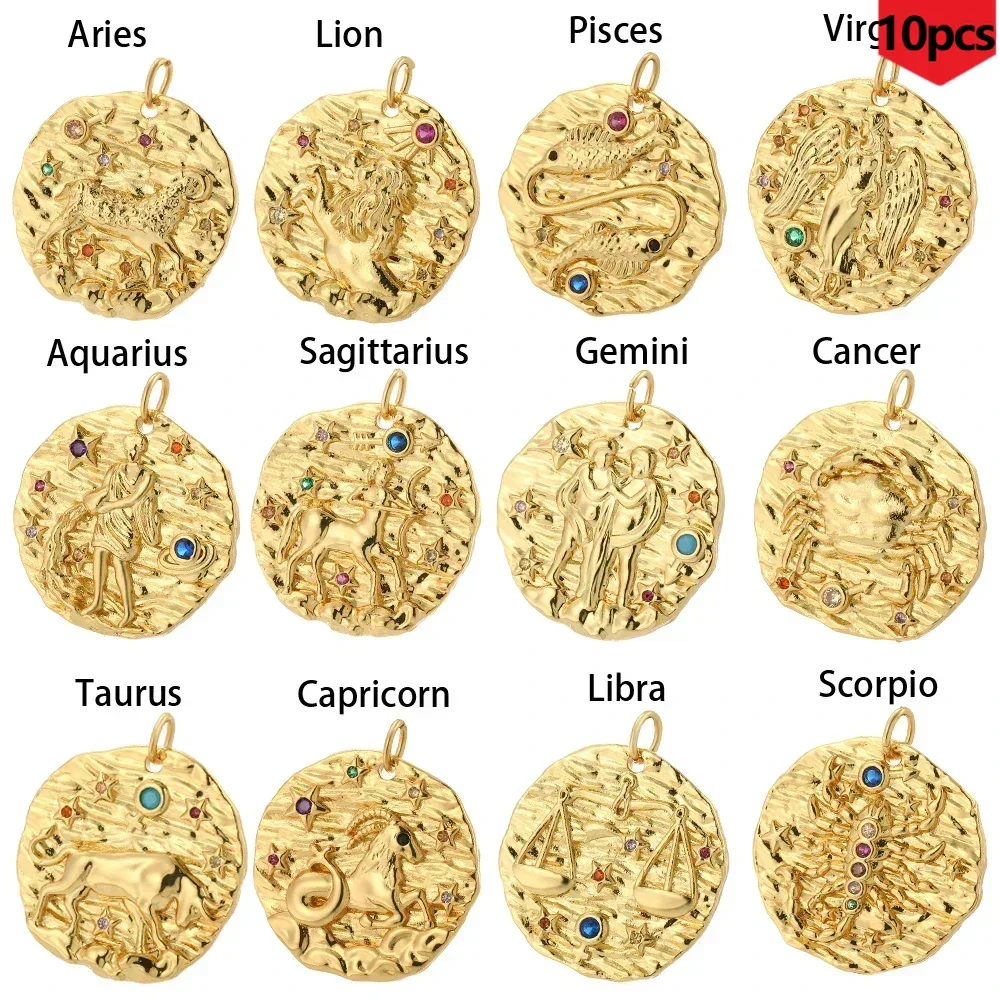 10pcs 12 Zodiac Jewelry Aries Charm Dijes Production Supplies DIY Pendant Wearing Women's Necklaces Bracelets Earrings Jewelry