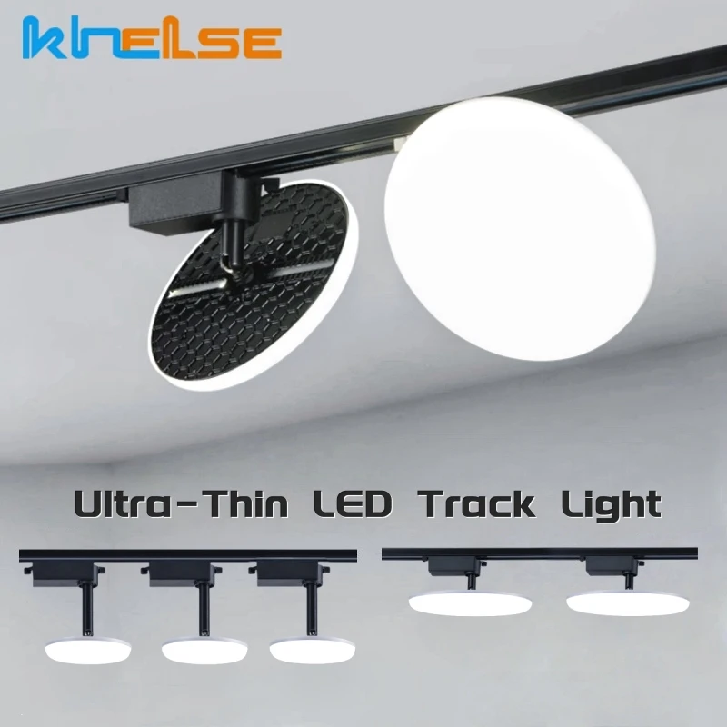 Ultra-thin Round LED Track Light 24W 36W 50W Rotatable Ceiling Rail Lamps Foyer Clothing Store Office Indoor Fill Track Lighting