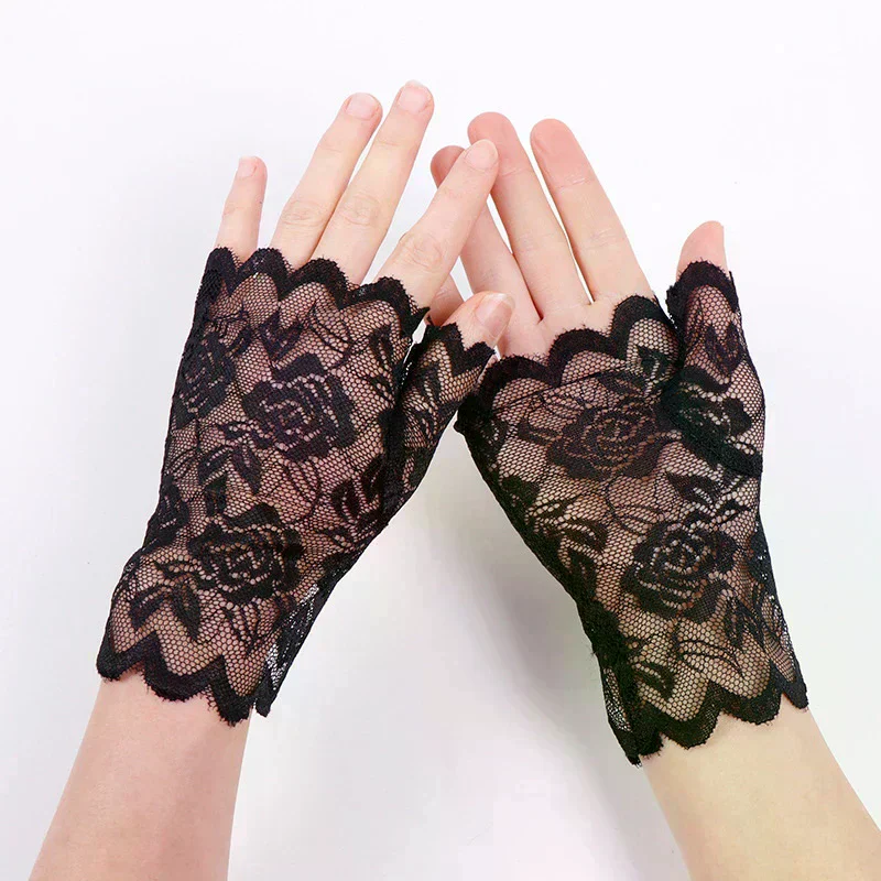 Hot Sale Sailor Dance Fingerless Womens Sexy Lace Gloves Mittens For Bride Ladies Half Finger Fishnet Gloves Mitten Handschoenen