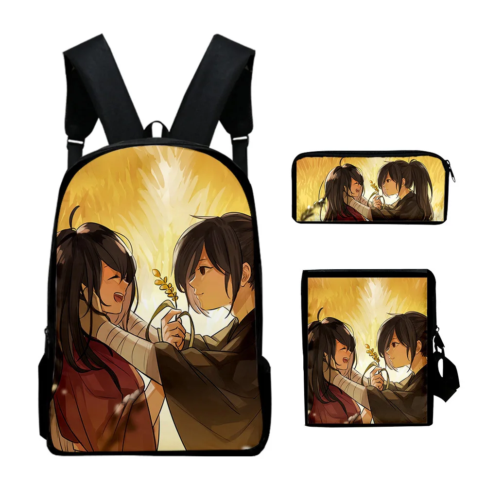 Harajuku Youthful Peculiar Dororo 3D Print 3pcs/Set Student Travel bags Laptop Daypack Backpack Shoulder Bag Pencil Case