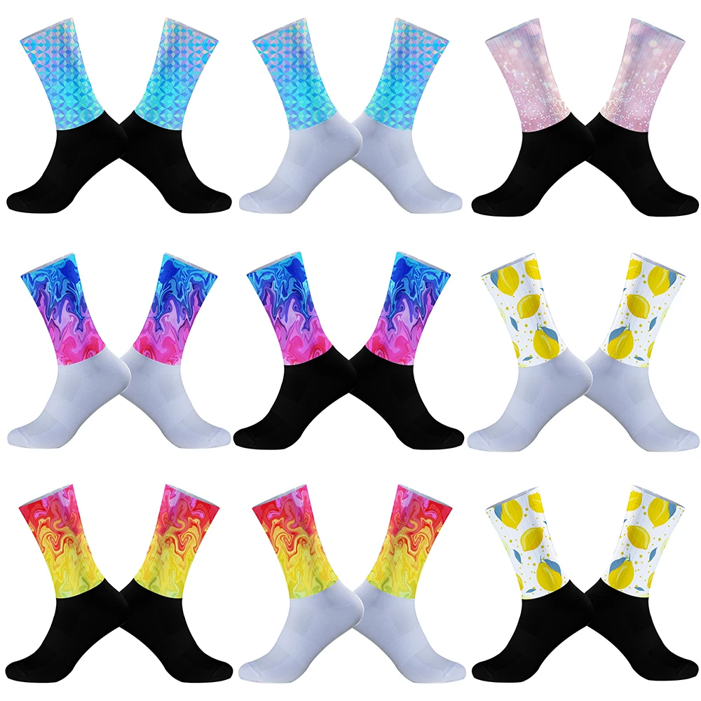 Silica Gel Non-slip Breathable Sports Socks Aero Bike Team Cycling Socks 2024 New Summer Socks Men Women