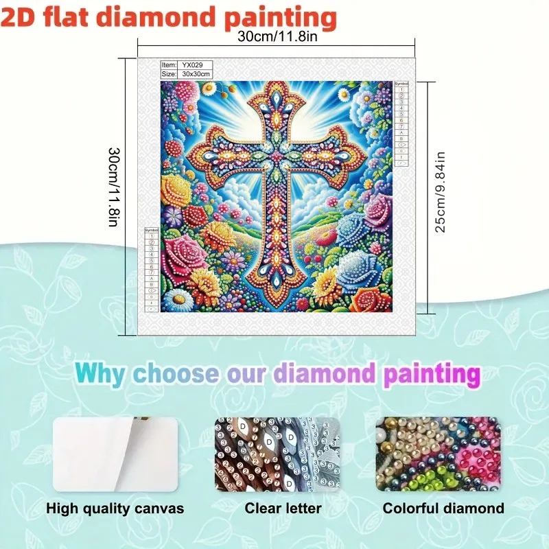 5D DIY Diamond Painting Set Cross Special Shape Diamond Artwork Gift Wall Decoration Home Decoration