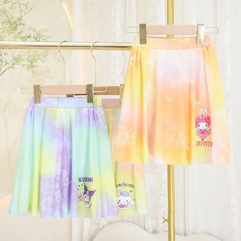 

Kawaii Cinnamoroll Kuromi My Melody Sanrio Cute Cartoon Skirts Students Children Sports Quick Drying Skirt Gift for Kids
