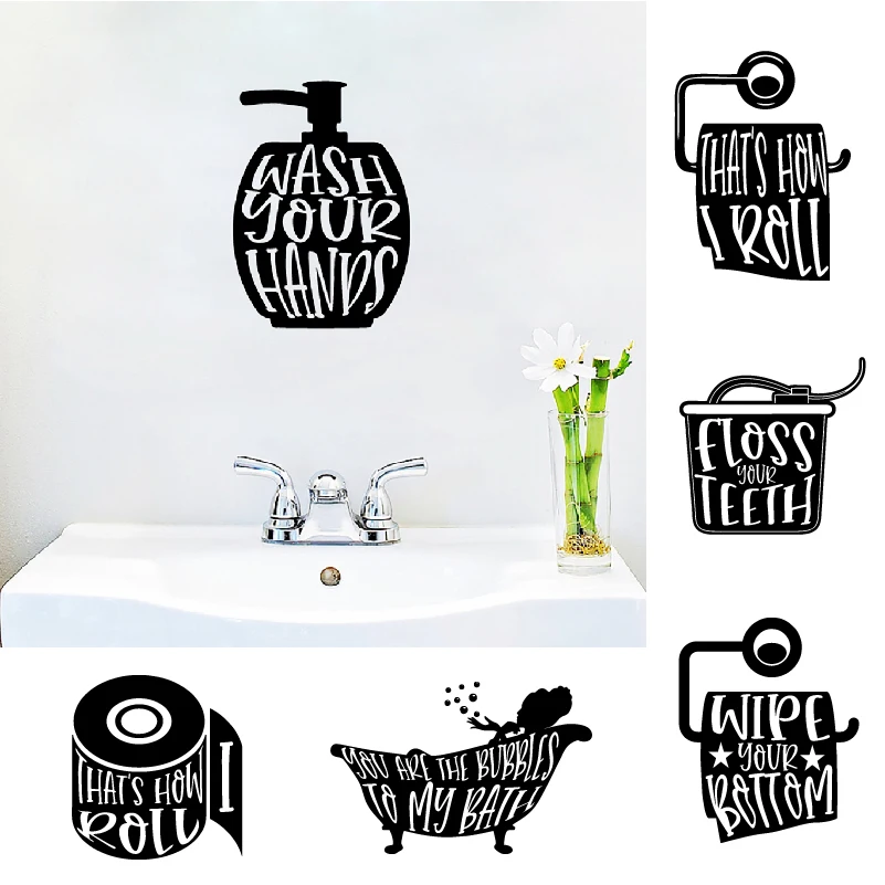 Bathroom Quote Wall Decals Funny Toilet Sign Vinyl Wall Sticker Bathroom Decor Wash your hands Decal Washroom Wall Decoration