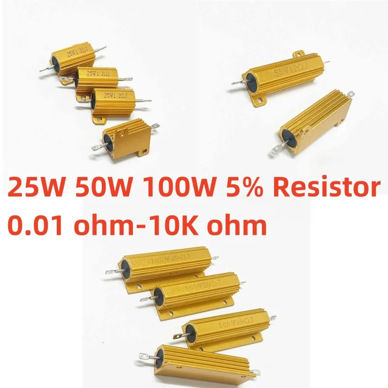 

2pcs/Pack 25W 50W 100W Wirewound Metal Resistors 0.1 0.33 1 6 8 10 12 15 20 25 50 75 100 500 1K 10K K Ohm High Power Resistance