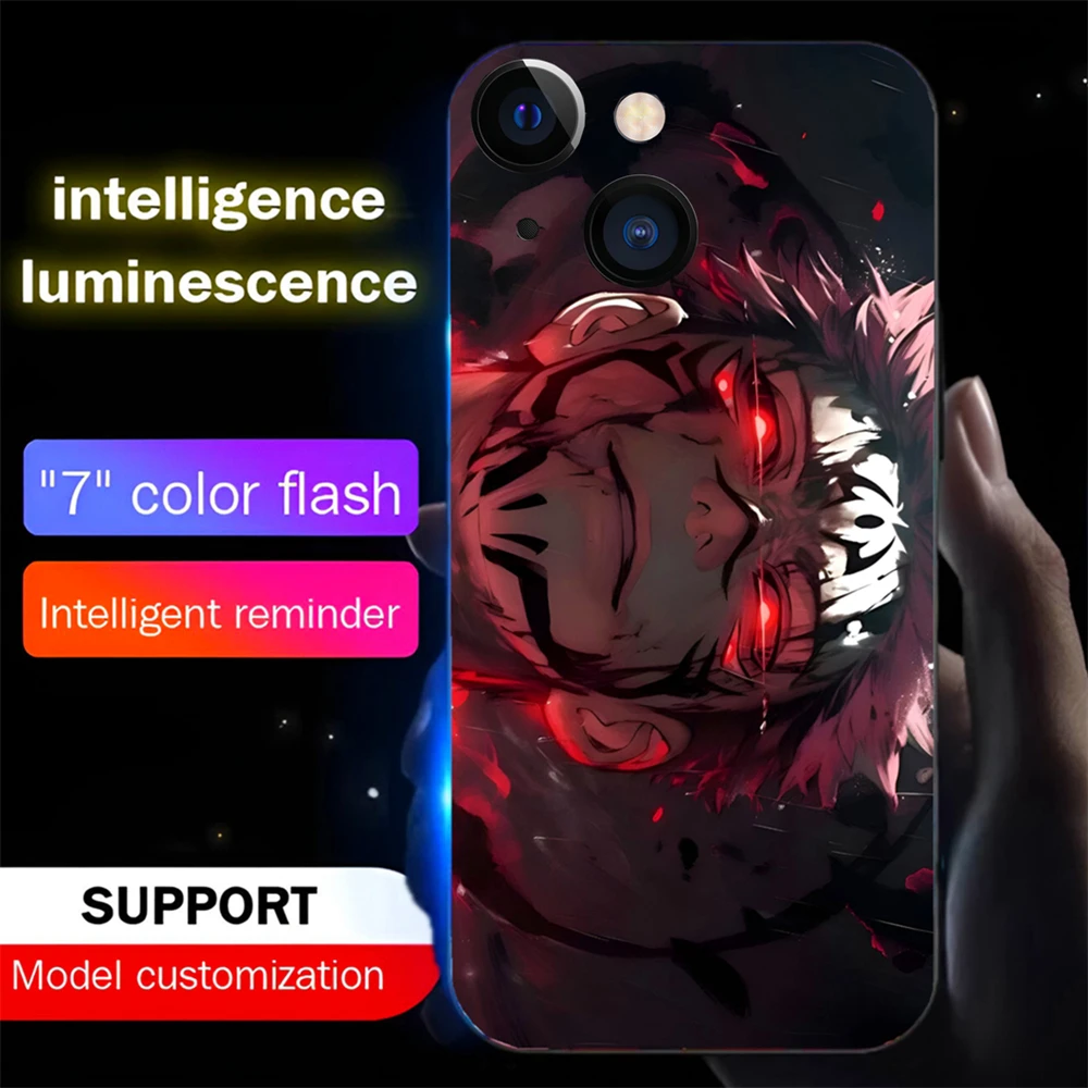 Cool Anime Role Pattern Sound Control LED Flash Case Luminous Cover For Samsung S25 S24 S23 S22 S21 S20 FE Note 10 20 Plus Ultra