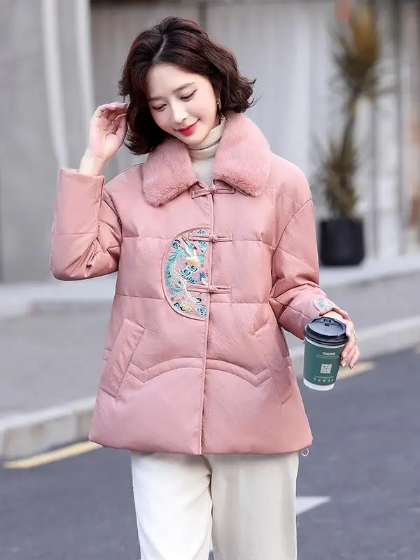   Chaqueta de Plumón de Piel Auténtica Ning para Mujer, Modelo ort Sle 2025, Nueva Colección de Invierno, Piel de Visón Teñida, Color Blanco