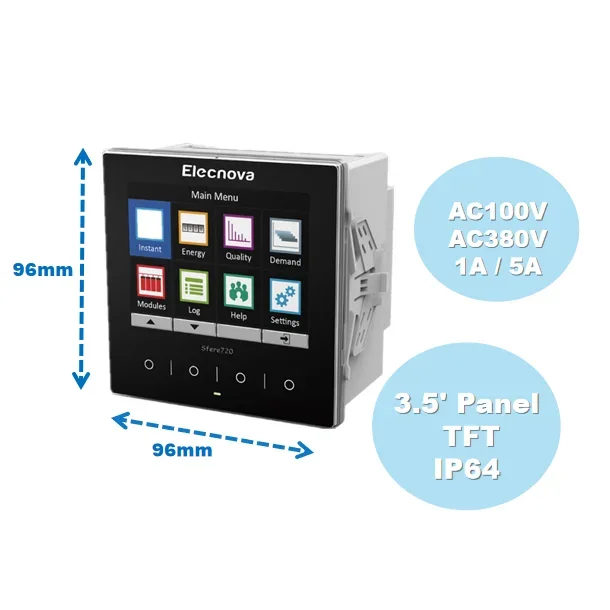 Sfere720 digital network RS485 TCP/IP M-bus BACnet 0.2S panel multifunction PQM  power analyzer