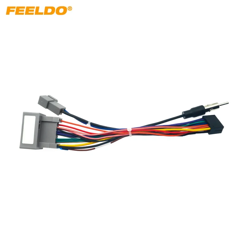 5Pcs Car Media Player Navi Radio Wire Harness with SWC For Honda 14-17 Fit City Greiz Audio Power Cable Adapter