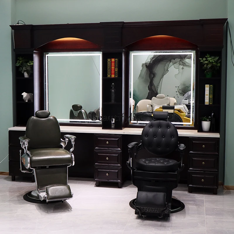 High-End Retro Hair Salon Hair Cutting and Perming Mirror Barber Shop Special Mirror