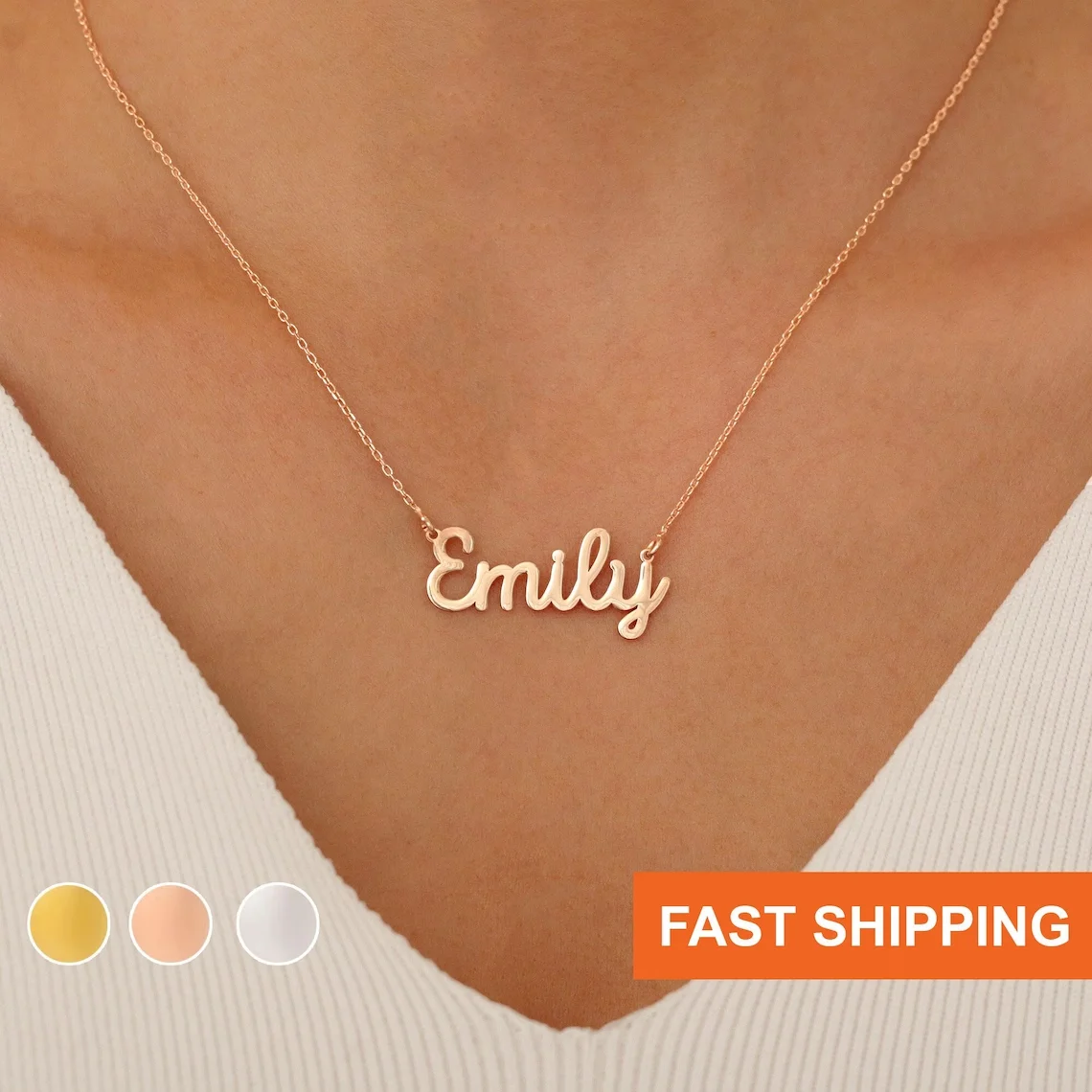 Personalised Gold Plated Name Necklace Custom Stainless Steel Name Jewelry Birthday Gift for her Bridesmaid Christmas Gift