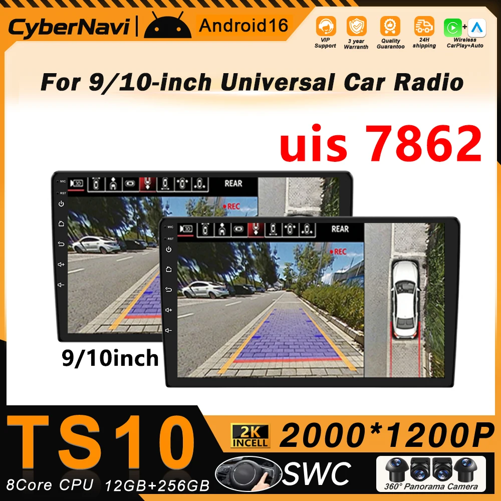 CarPlay Car Radio Android 16 Universal 9/10 inch Car Stereo GPS Multimedia Player Android Auto 2 DIN WiFi Player QLED Screen BT