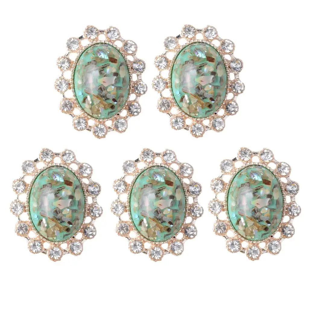 5 Acrylic Crystal Flatback Buttons DIY Jewelry Making Findings Green